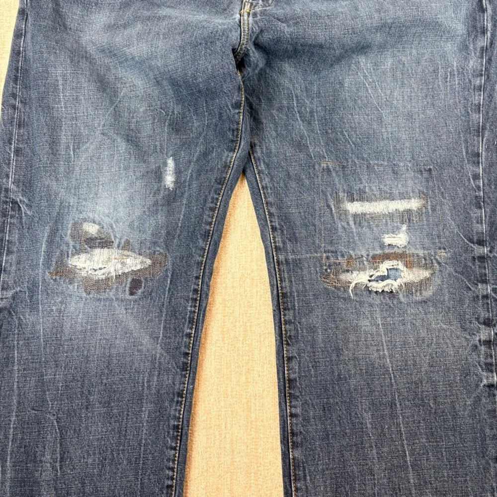 Polo Ralph Lauren Mens Hampton Relaxed Straigh Distressed Blue Jeans 44x30